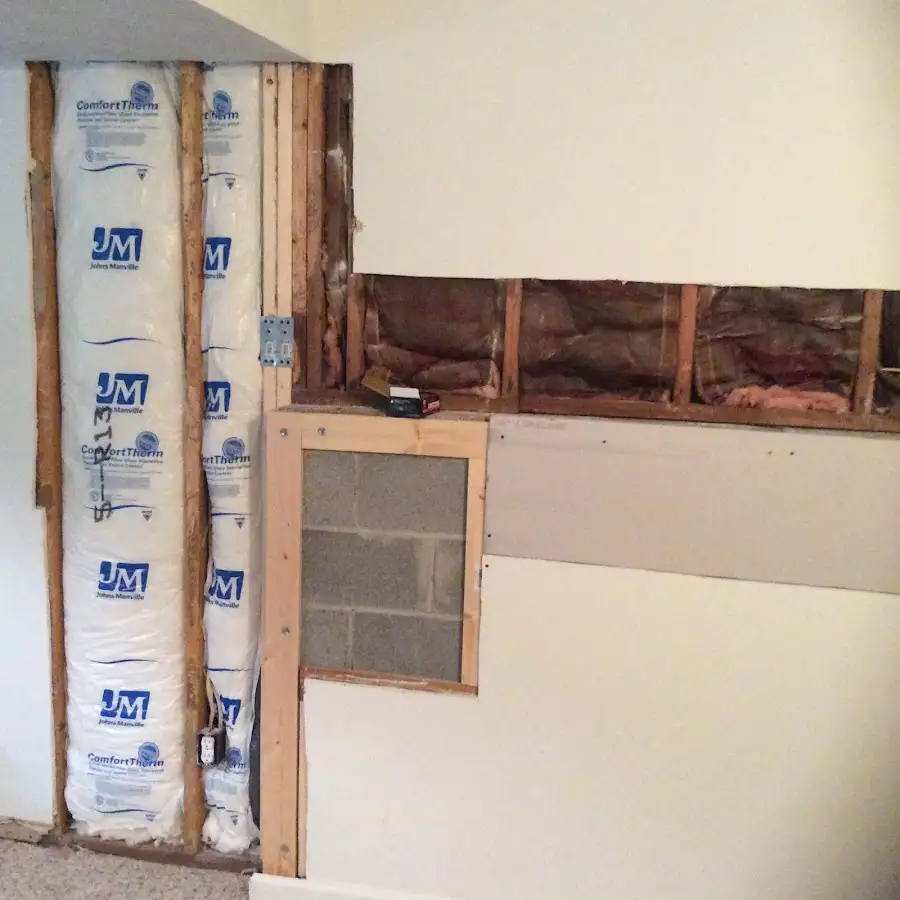 Wall insulation replacement during Basement Flood Cleanup in Glencoe